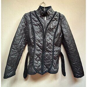 Gaetano Navarra Womens Size 40 Belted Quilted Jacket Packable Black Italy Made